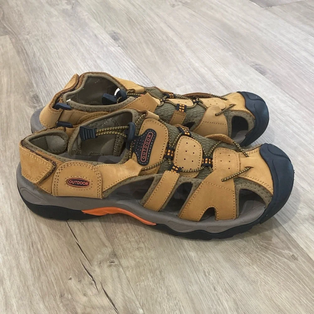 NEW Men’s Outdoor Leather Closed Toe Sport Sandals
